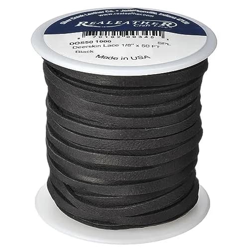 Realeather Deerskin Leather Lace 1/8" x 50 ft. Black | Soft, Strong, and Flexible for Crafts thumbnail 1