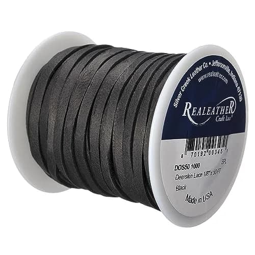 Realeather Deerskin Leather Lace 1/8" x 50 ft. Black | Soft, Strong, and Flexible for Crafts thumbnail 2