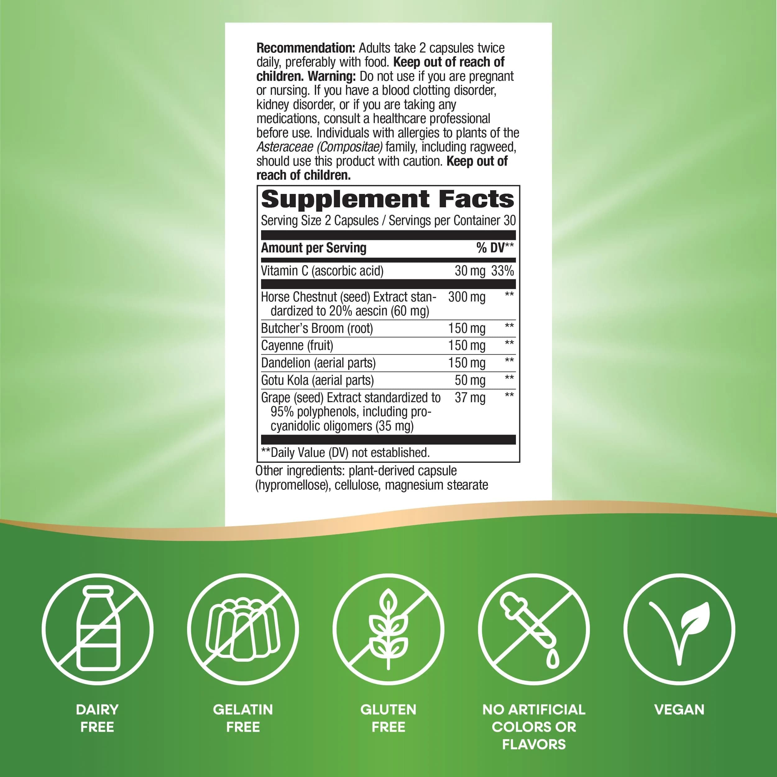 Nature's Way Leg Veins Vegan Capsules 60 Count | Supports Healthy Leg Vein Strength - view 5