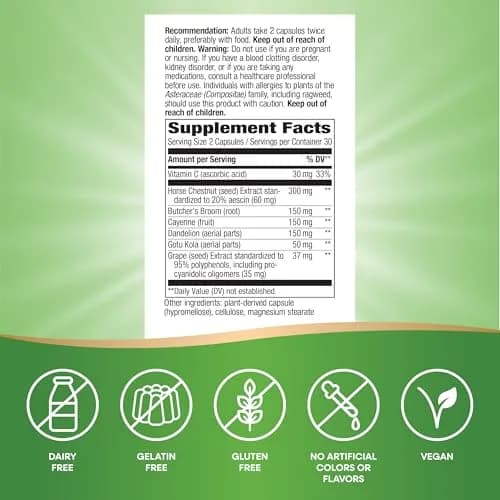 Nature's Way Leg Veins Vegan Capsules 60 Count | Supports Healthy Leg Vein Strength thumbnail 5