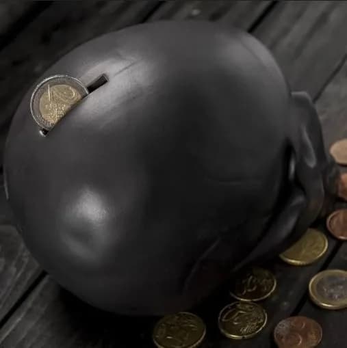 Kikkerland Skull Coin Bank | Halloween Skull Money Saver Box, Stoneware, 4.5 x 6 inches thumbnail 3