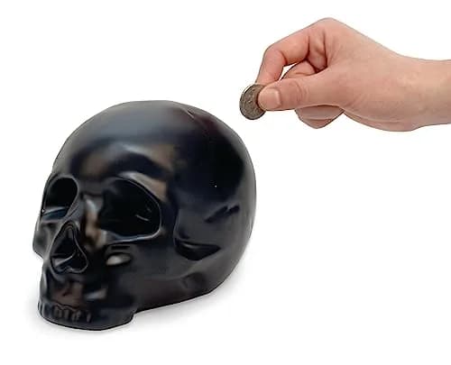 Kikkerland Skull Coin Bank | Halloween Skull Money Saver Box, Stoneware, 4.5 x 6 inches thumbnail 4
