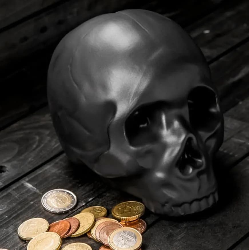 Kikkerland Skull Coin Bank | Halloween Skull Money Saver Box, Stoneware, 4.5 x 6 inches thumbnail 6
