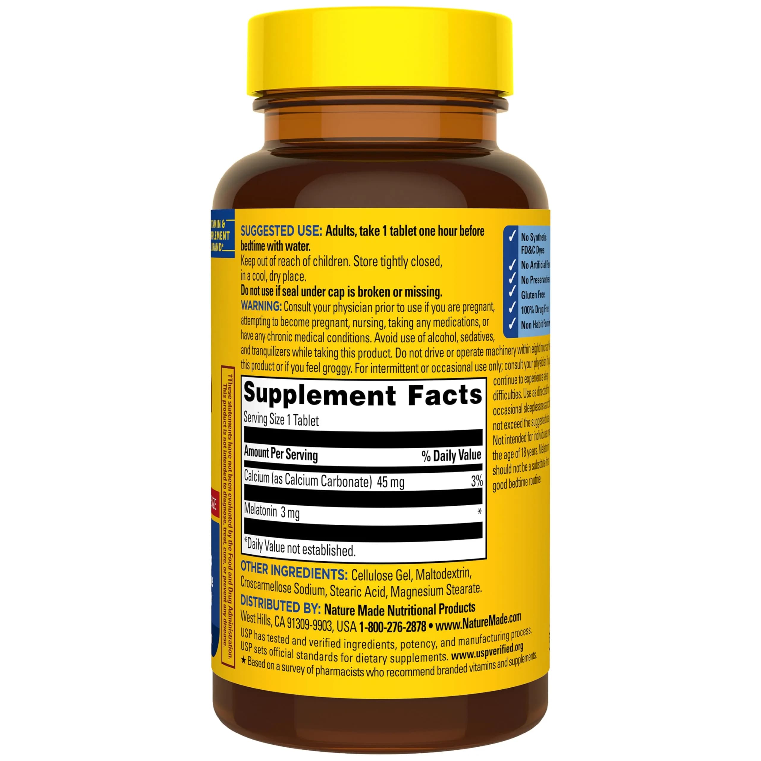 Nature Made Melatonin 3mg Tablets 240 Count (Pack of 1) | USP Verified Sleep Aid - view 8