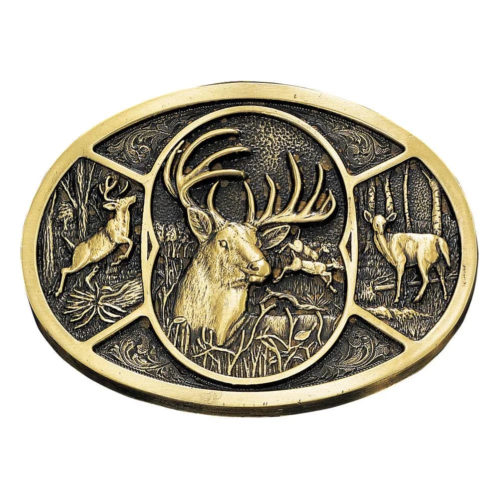 Montana Silversmiths Deer Heritage Western Belt Buckle | Bold Outdoor Cowboy Accessory