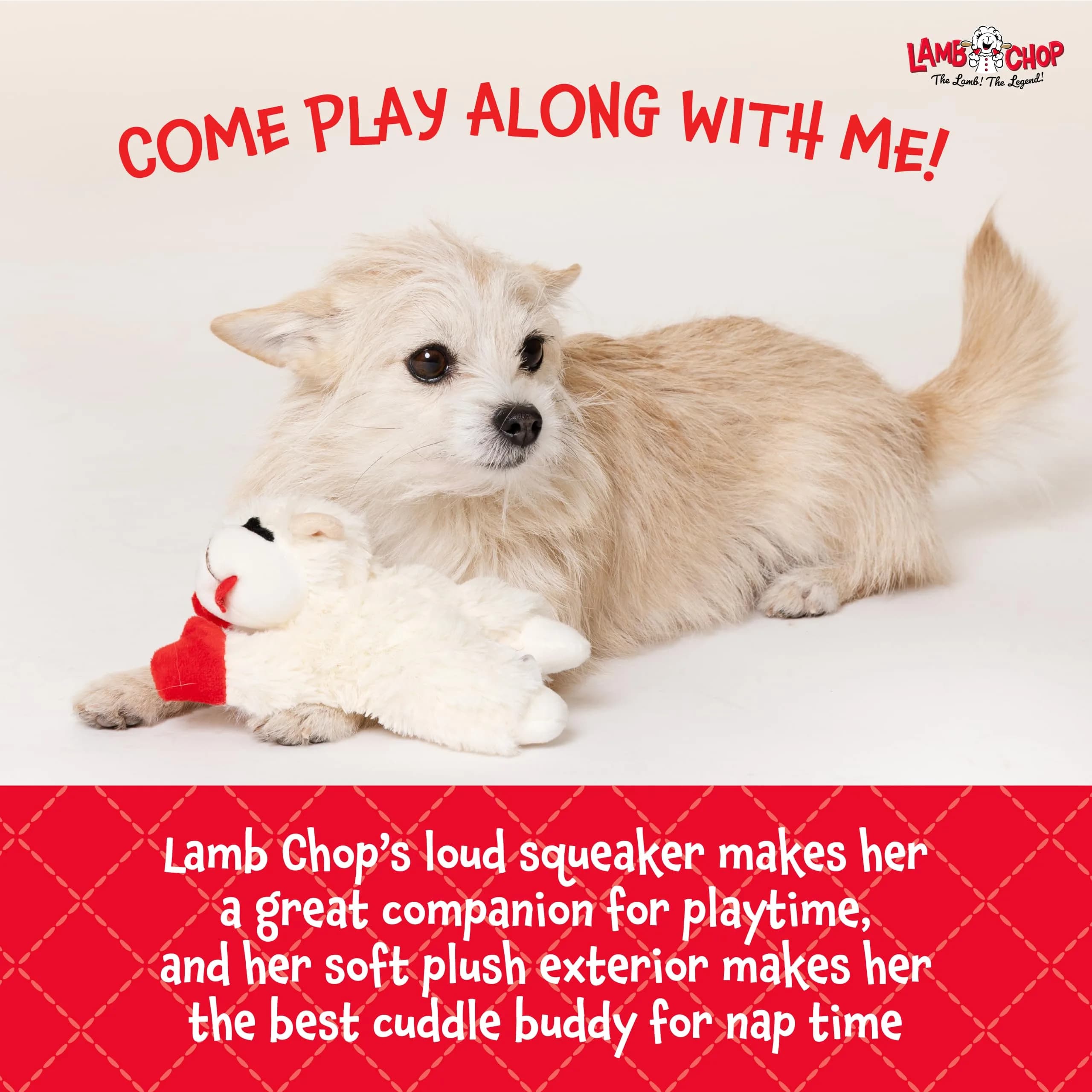 Multipet Lamb Chop Dog Plush Toy 15.24 cm (6") | Squeaky Soft Animal for All Dogs - view 5