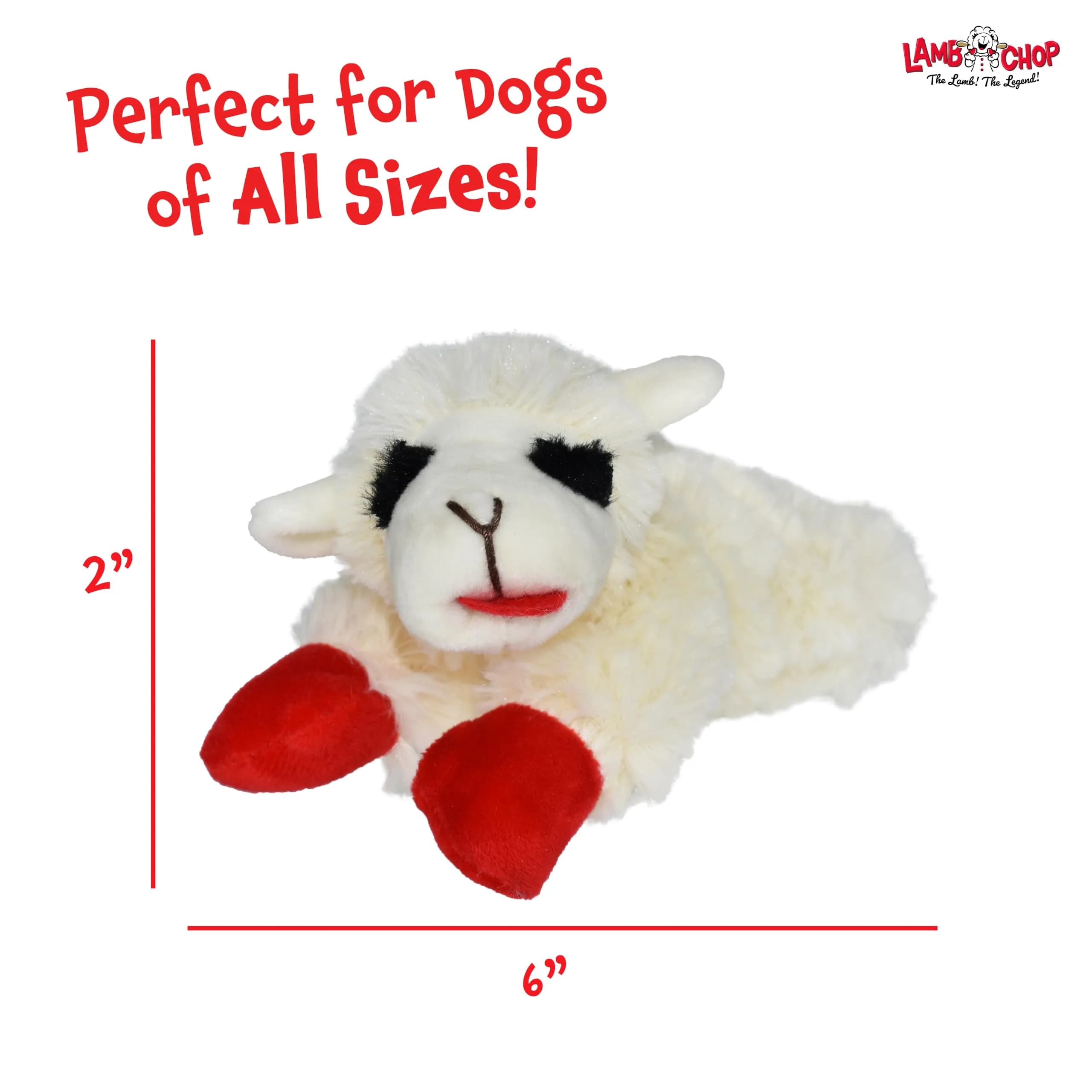Multipet Lamb Chop Dog Plush Toy 15.24 cm (6") | Squeaky Soft Animal for All Dogs - view 6