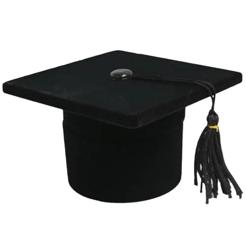 Novel Box Black Novelty Jewelry Ring/Earring Flocked Velvet Graduation Hat | Unique Gift Presentation (70-120 chars) thumbnail 1