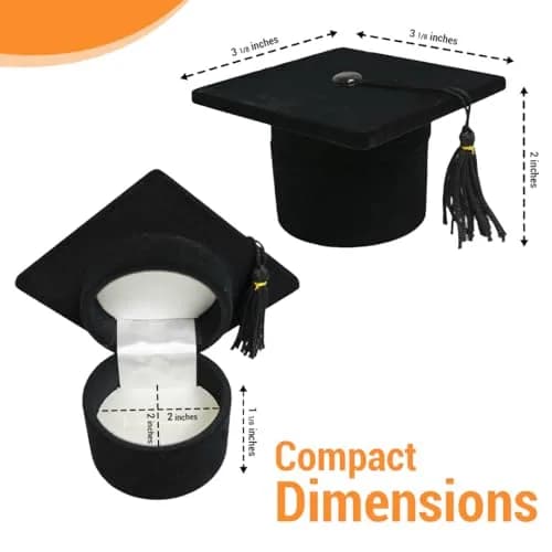 Novel Box Black Novelty Jewelry Ring/Earring Flocked Velvet Graduation Hat | Unique Gift Presentation (70-120 chars) thumbnail 2
