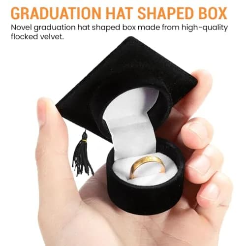 Novel Box Black Novelty Jewelry Ring/Earring Flocked Velvet Graduation Hat | Unique Gift Presentation (70-120 chars) thumbnail 3