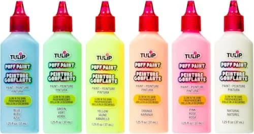 TULIP Dimensional Fabric Paint, Glow in the Dark Puffy Paint, 6 Pack | Bright Neon 3D Effects on Fabric thumbnail 1