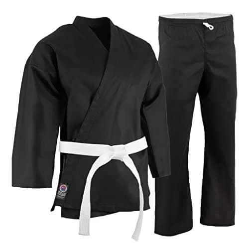 PROFORCE 5oz Ultra Light Weight Karate Gi/Uniform - Black - Size 8 | Cool, Durable, Light & Washable thumbnail 1