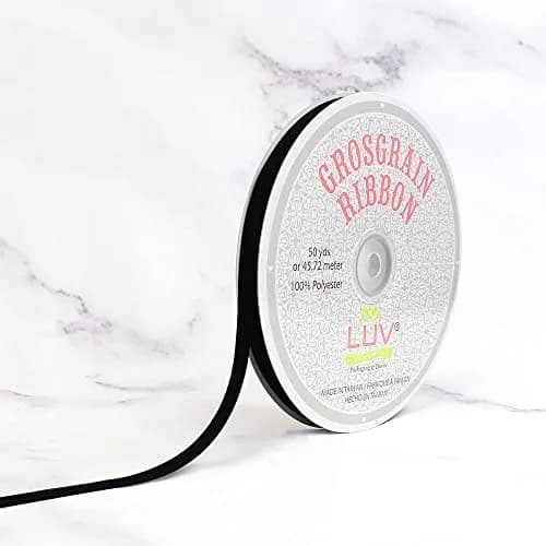 LUV RIBBONS Solid 3/8-Inch Grosgrain Ribbon 50 Yards | Black, Strong Polyester, Easy to Work With thumbnail 2
