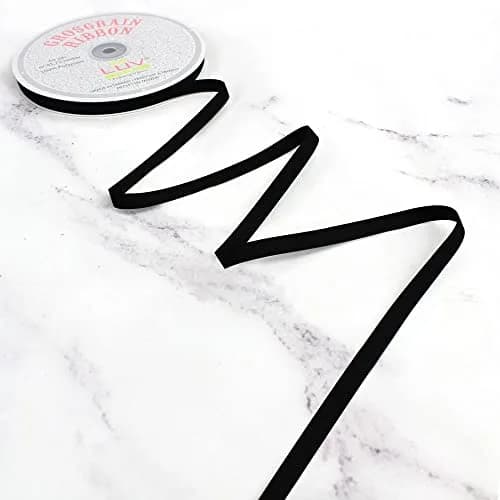 LUV RIBBONS Solid 3/8-Inch Grosgrain Ribbon 50 Yards | Black, Strong Polyester, Easy to Work With thumbnail 3