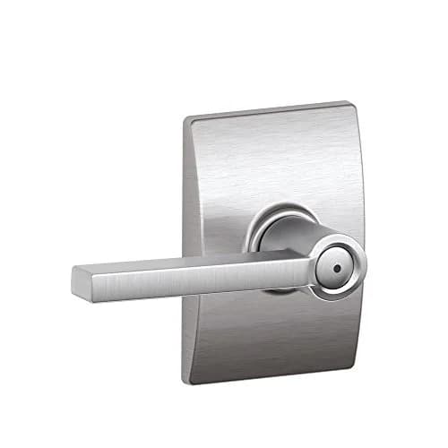 SCHLAGE Latitude Bed/Bath Privacy Door Handle with Lock, Satin Chrome | Universal Fit Interior Door Lever thumbnail 1