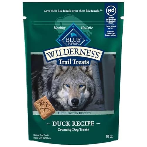 Blue Buffalo Wilderness Trail Treats Duck Crunchy Dog Biscuits 10 oz (283 g) | High Protein Grain-Free Dog Snacks thumbnail 1