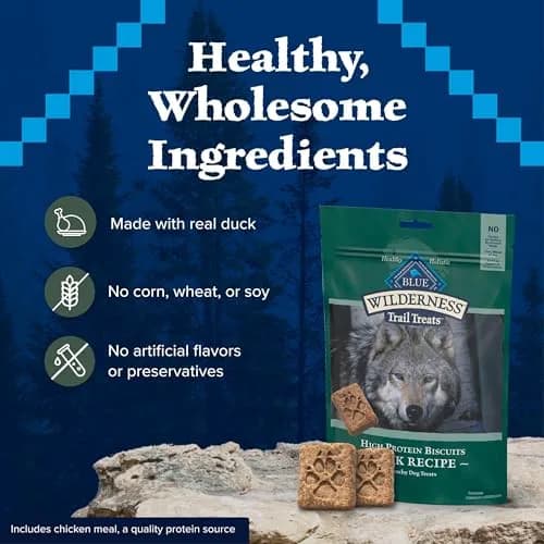 Blue Buffalo Wilderness Trail Treats Duck Crunchy Dog Biscuits 10 oz (283 g) | High Protein Grain-Free Dog Snacks thumbnail 7