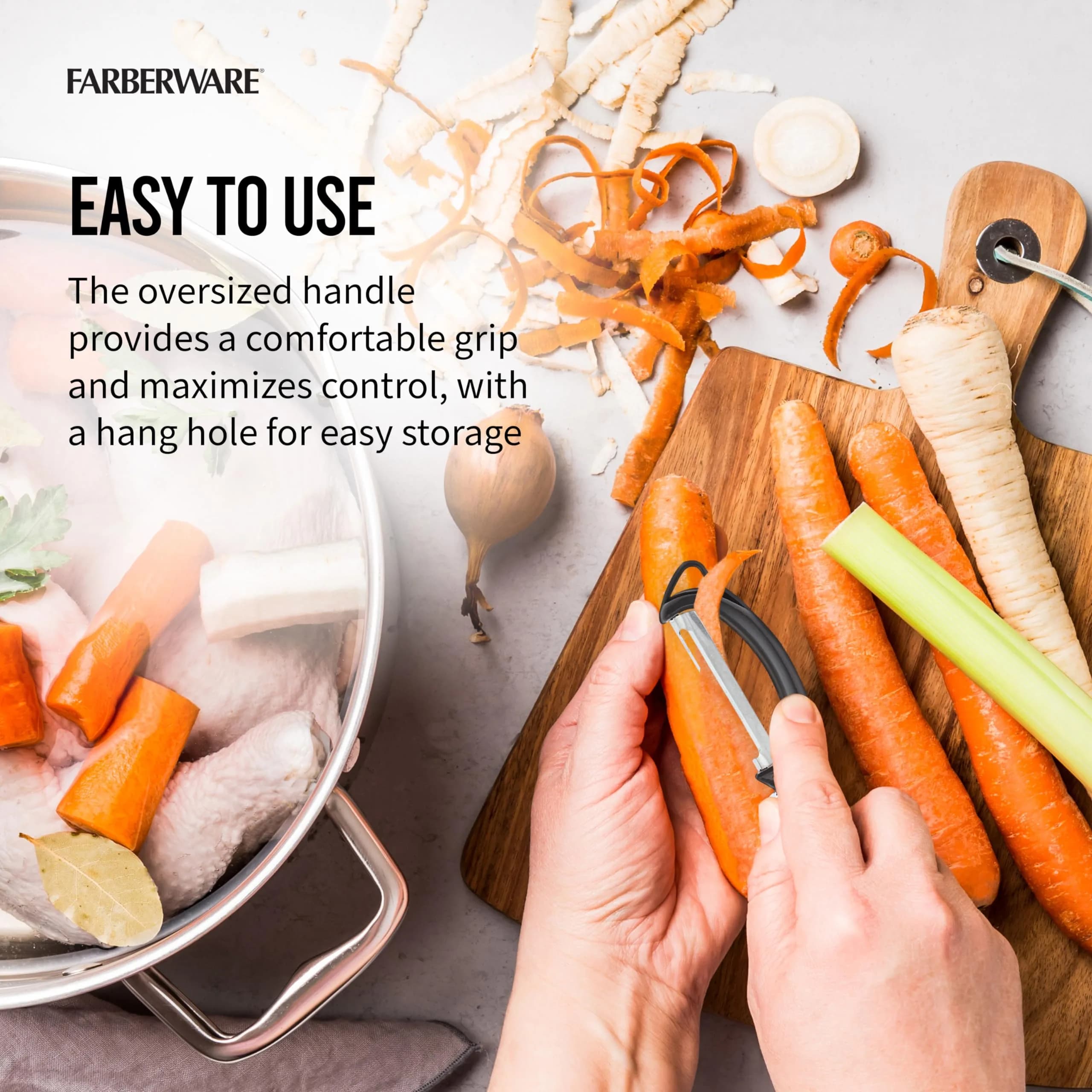 Farberware Pro2 Euro Vegetable Peeler with Swivel Blade & Bud Remover, 20cm (7.87in) | Razor-Sharp Stainless Steel - view 5
