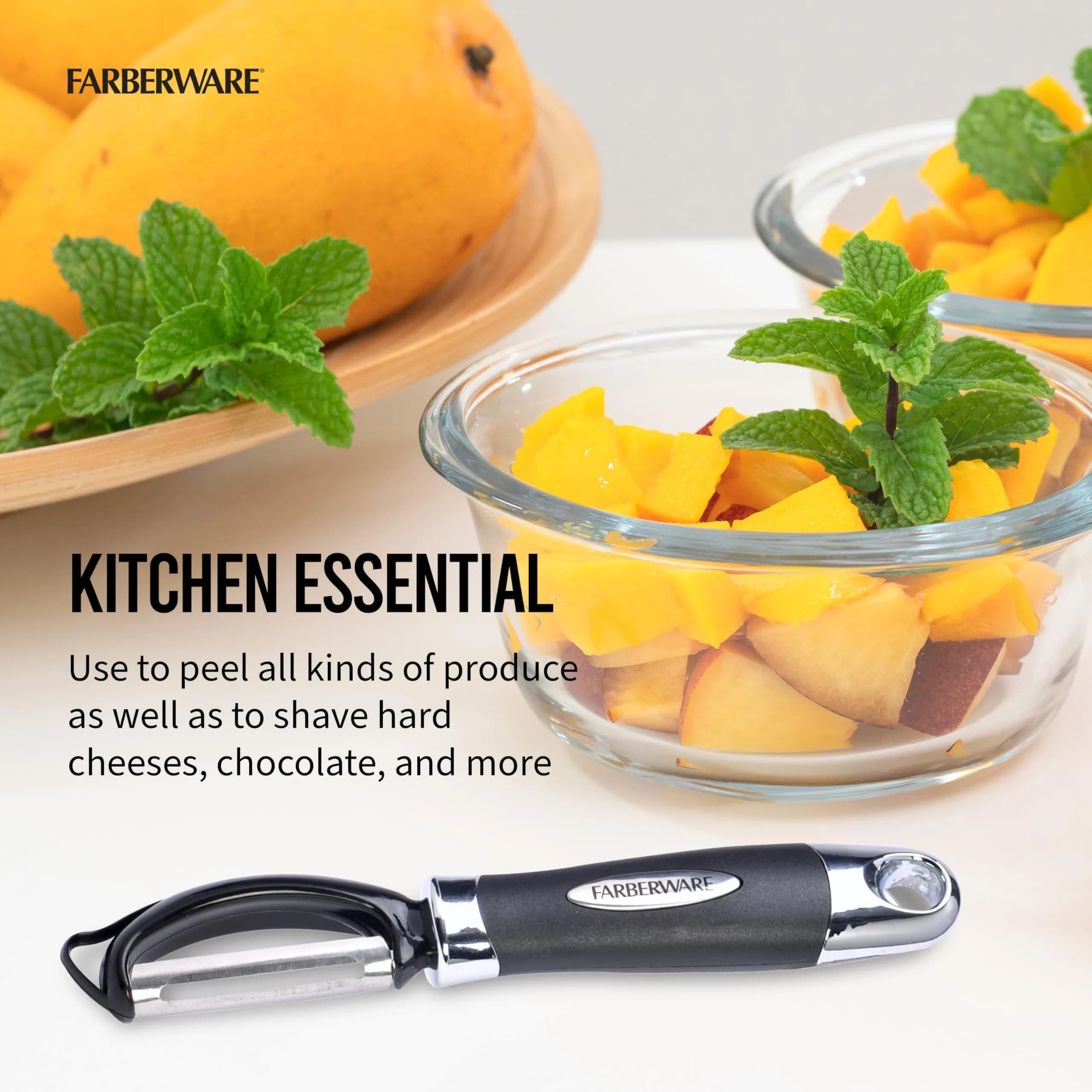 Farberware Pro2 Euro Vegetable Peeler with Swivel Blade & Bud Remover, 20cm (7.87in) | Razor-Sharp Stainless Steel thumbnail 3