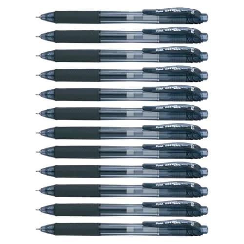 Pentel EnerGel-X Retractable Liquid Gel Pen 0.5mm Needle Tip Black Ink, Box of 12 (BLN105-A) | Smooth Ink Flow for Students & Office thumbnail 1