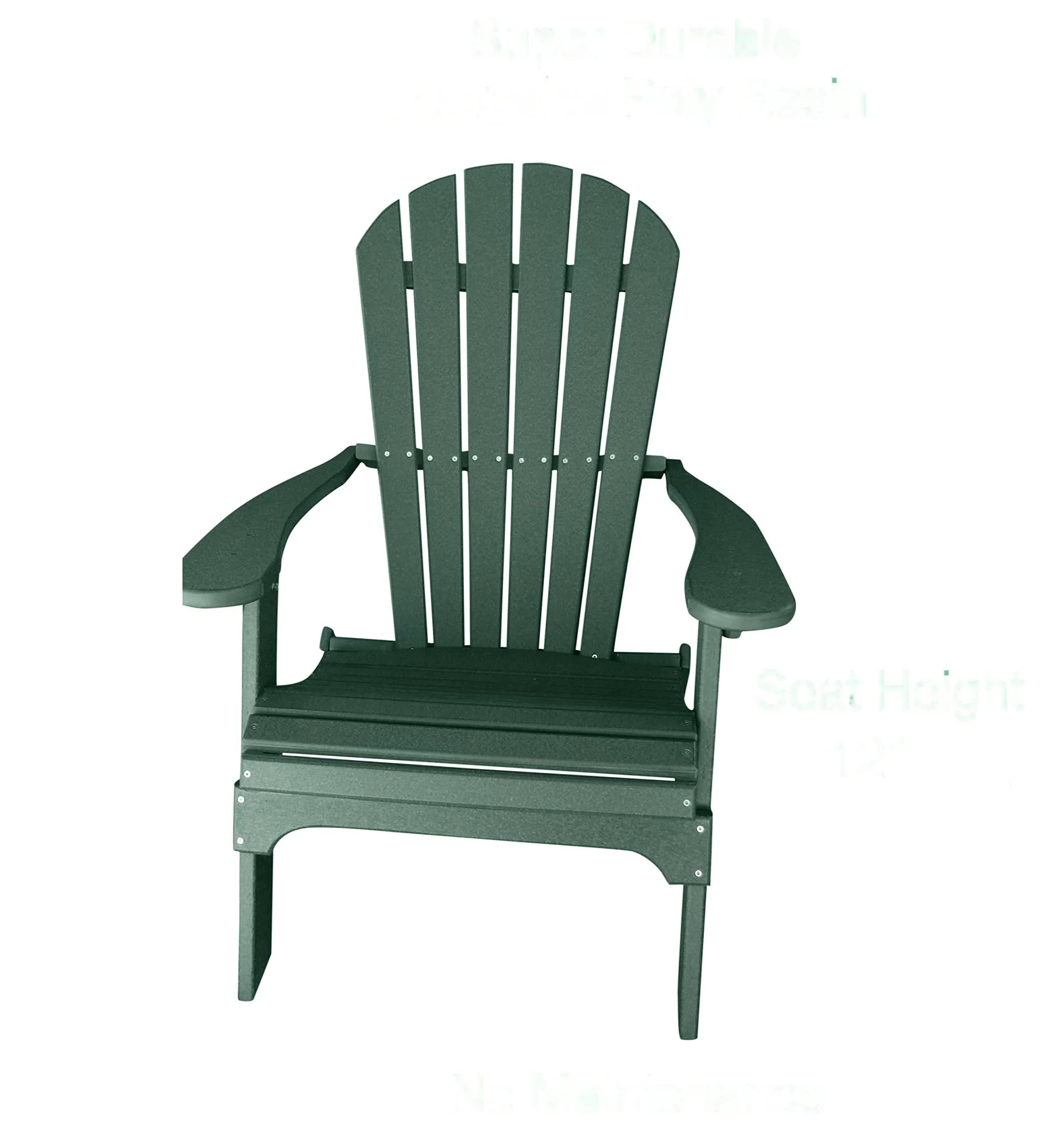 Phat Tommy Foldable Adirondack Chair - Poly Adirondack Chair Folding - HDPE, Heavy Duty, Recycled Plastic - All Weather Outdoor Furniture for Your Deck, Front Porch, or Patio, Green
