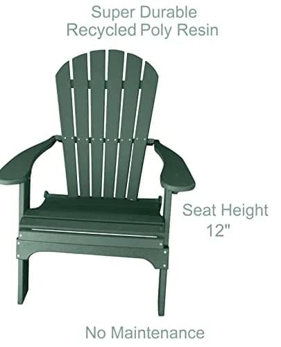 Phat Tommy Foldable Adirondack Chair - Poly Adirondack Chair Folding - HDPE, Heavy Duty, Recycled Plastic - All Weather Outdoor Furniture for Your Deck, Front Porch, or Patio, Green thumbnail 2