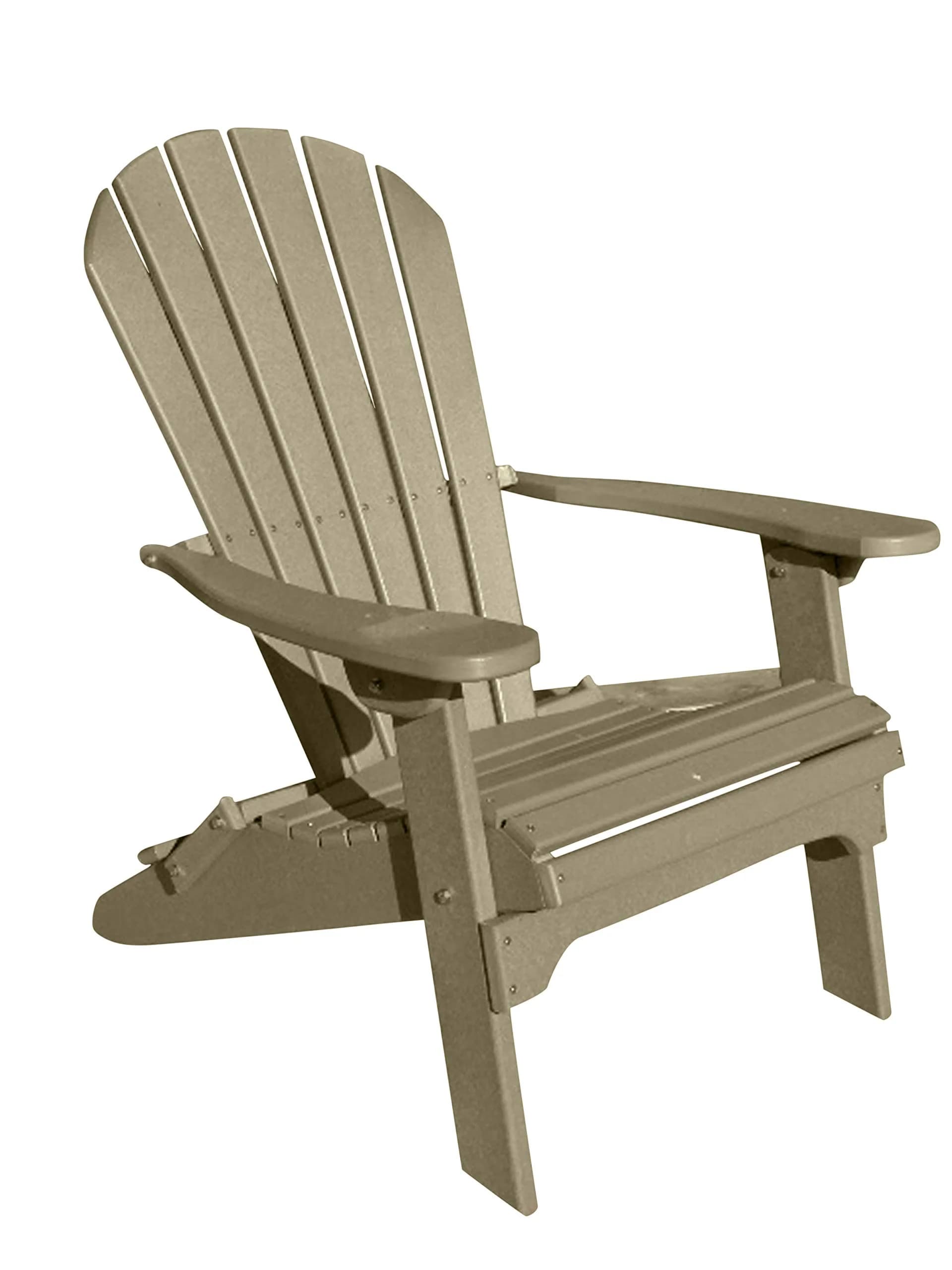 Phat Tommy Foldable Adirondack Chair - Poly Adirondack Folding - HDPE, Heavy Duty, Recycled Plastic - All Weather Outdoor Furniture for Your Deck, Front Porch, or Patio, Weatherwood — Weather
