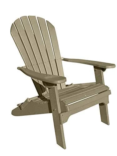 Phat Tommy Foldable Adirondack Chair - Poly Adirondack Folding - HDPE, Heavy Duty, Recycled Plastic - All Weather Outdoor Furniture for Your Deck, Front Porch, or Patio, Weatherwood thumbnail 1