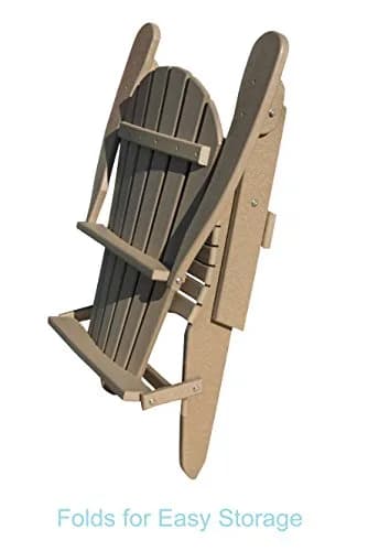 Phat Tommy Foldable Adirondack Chair - Poly Adirondack Folding - HDPE, Heavy Duty, Recycled Plastic - All Weather Outdoor Furniture for Your Deck, Front Porch, or Patio, Weatherwood thumbnail 4