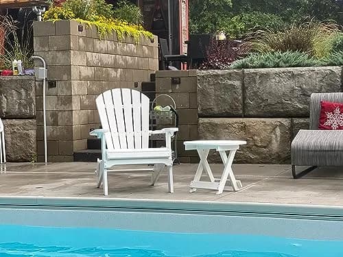 Phat Tommy Foldable Adirondack Chair - Poly Adirondack Folding - HDPE, Heavy Duty, Recycled Plastic - All Weather Outdoor Furniture for Your Deck, Front Porch, or Patio, Weatherwood thumbnail 5