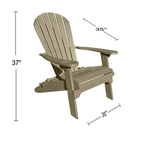 Phat Tommy Foldable Adirondack Chair - Poly Adirondack Folding - HDPE, Heavy Duty, Recycled Plastic - All Weather Outdoor Furniture for Your Deck, Front Porch, or Patio, Weatherwood thumbnail 3