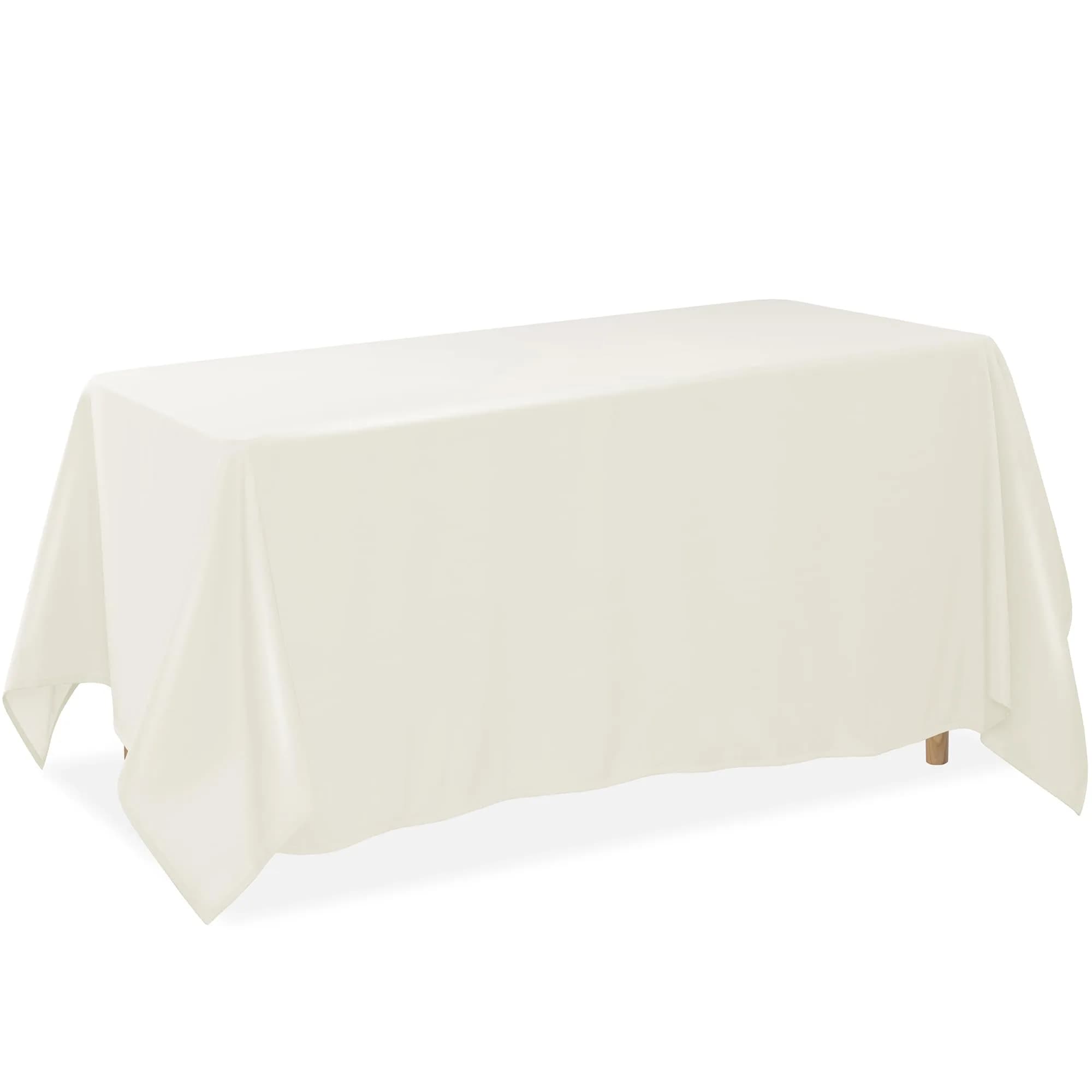 Lann's Linens 90 x 132 Inch Rectangular Polyester Tablecloth | Washable, Fade-Resistant Ivory — Ivory