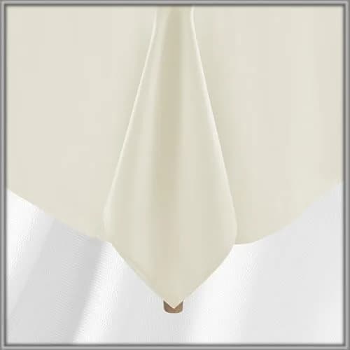 Lann's Linens 90 x 132 Inch Rectangular Polyester Tablecloth | Washable, Fade-Resistant Ivory thumbnail 4