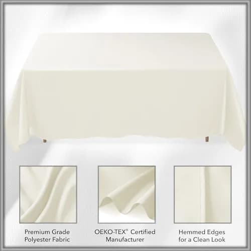 Lann's Linens 90 x 132 Inch Rectangular Polyester Tablecloth | Washable, Fade-Resistant Ivory thumbnail 5