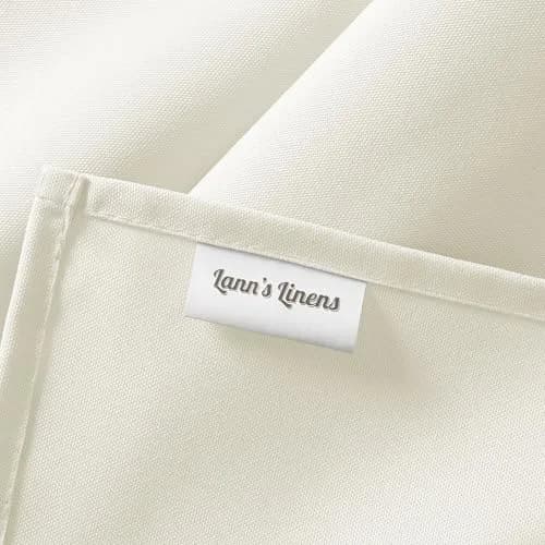 Lann's Linens 90 x 132 Inch Rectangular Polyester Tablecloth | Washable, Fade-Resistant Ivory thumbnail 6