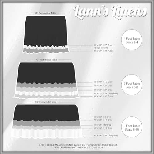 Lann's Linens 90 x 132 Inch Rectangular Polyester Tablecloth | Washable, Fade-Resistant Ivory thumbnail 3