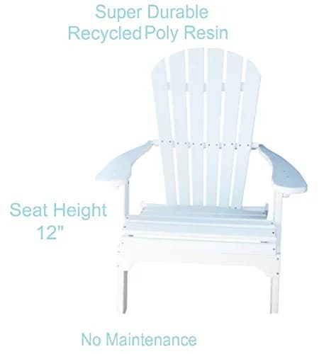 Phat Tommy White Adirondack Chair - Foldable HDPE Outdoor Furniture for Patio & Porch thumbnail 2