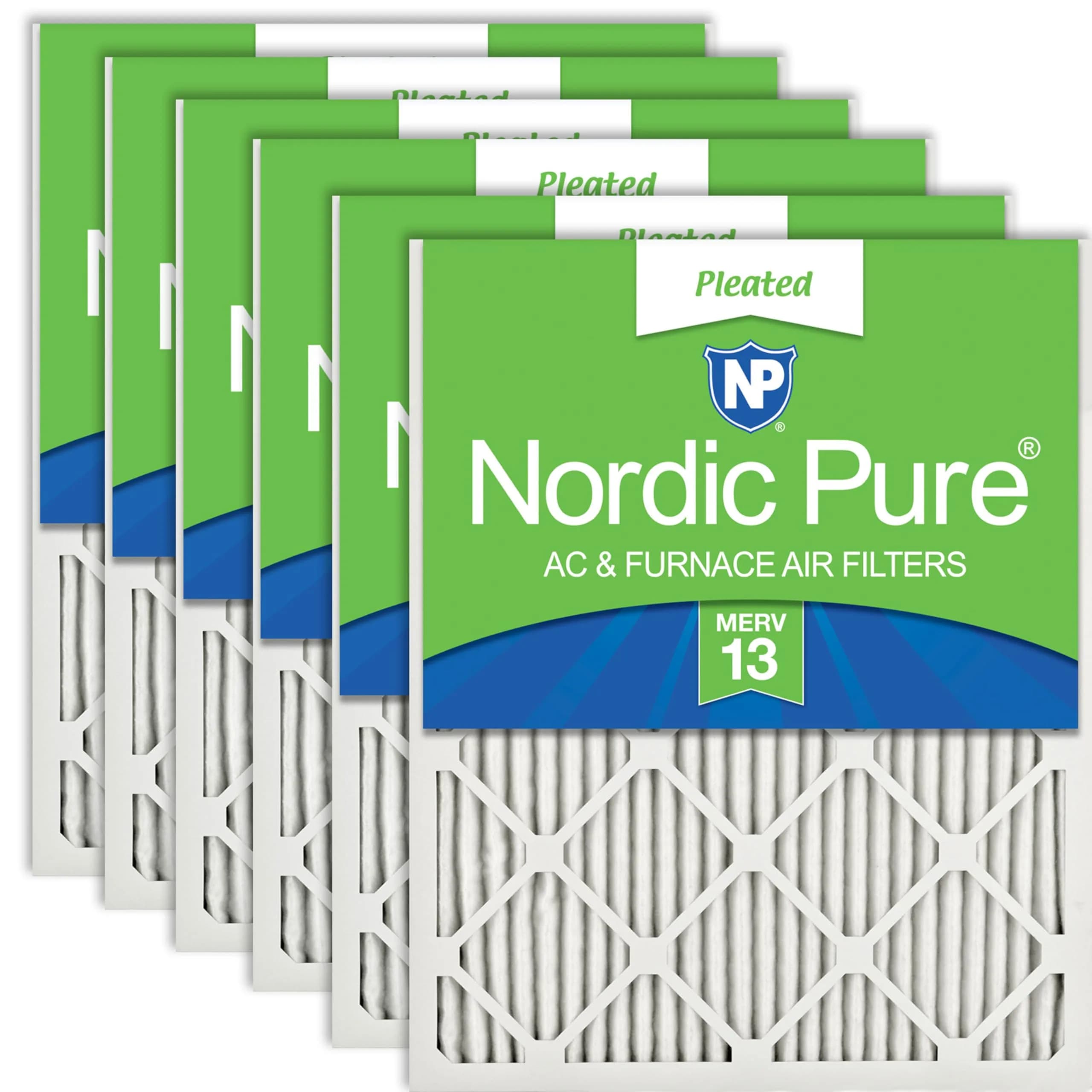 Nordic Pure 16x20x1 Pleated MERV 13 Air Filters 6 Pack | Superior Filtration for Home & Commercial Use