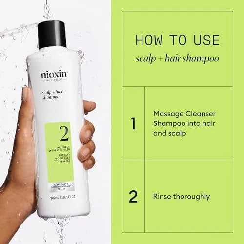 Nioxin System 2 Shampoo for Natural Hair with Progressed Thinning, 298 ml (10.1 Fl Oz) | Thickens Hair & Supports Scalp Health thumbnail 6