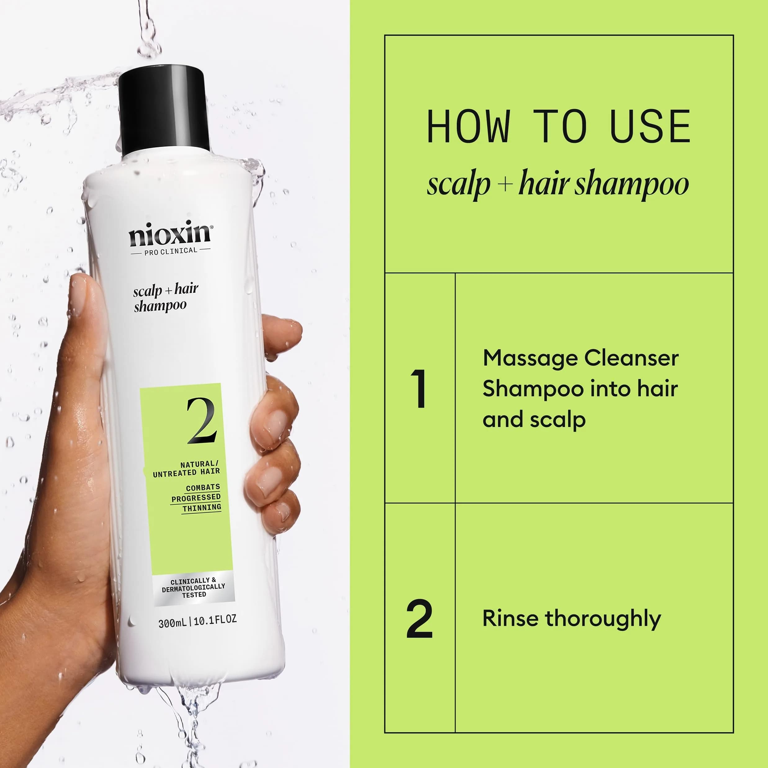 Nioxin System 2 Shampoo for Natural Hair with Progressed Thinning, 298 ml (10.1 Fl Oz) | Thickens Hair & Supports Scalp Health - view 6