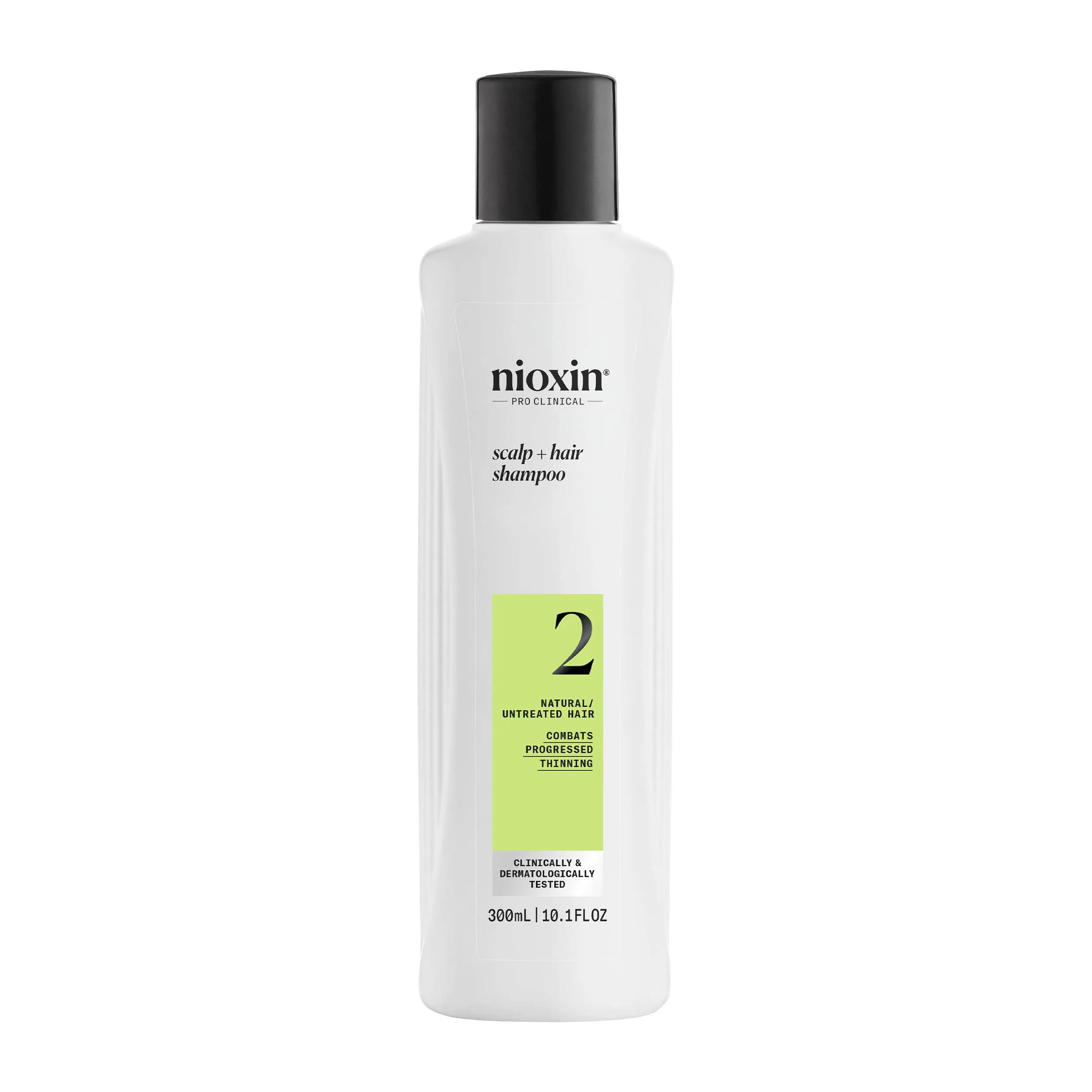 Nioxin System 2 Shampoo for Natural Hair with Progressed Thinning, 298 ml (10.1 Fl Oz) | Thickens Hair & Supports Scalp Health