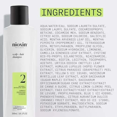 Nioxin System 2 Shampoo for Natural Hair with Progressed Thinning, 298 ml (10.1 Fl Oz) | Thickens Hair & Supports Scalp Health thumbnail 8