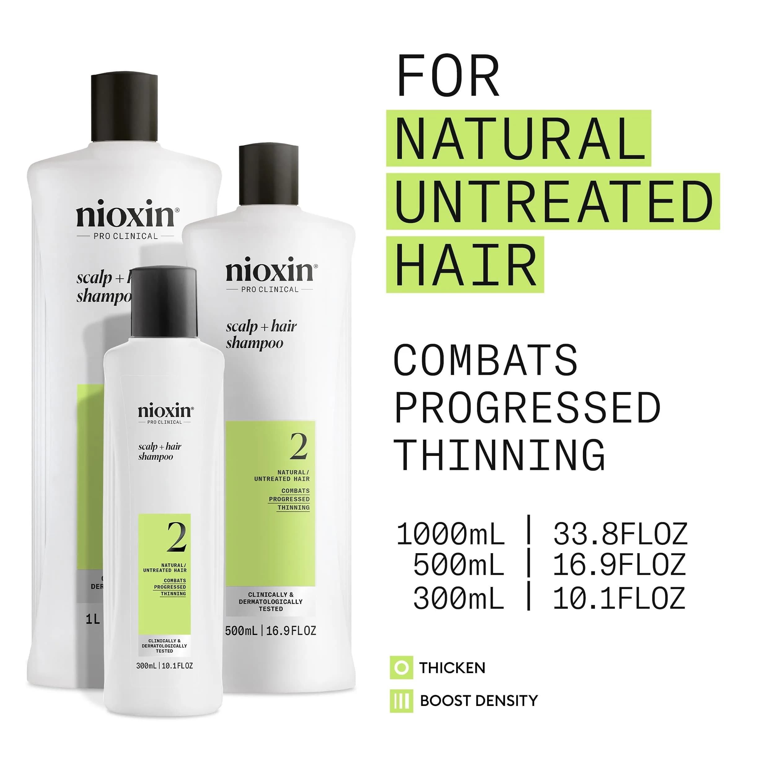 Nioxin System 2 Shampoo for Natural Hair with Progressed Thinning, 298 ml (10.1 Fl Oz) | Thickens Hair & Supports Scalp Health - view 3