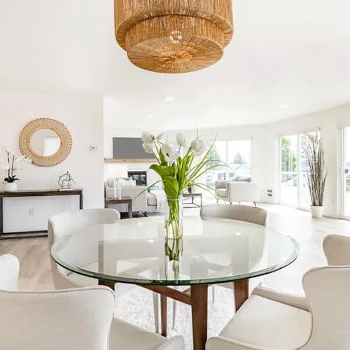 Dulles Glass 24 inch Round Glass Table Top - Tempered - 1/4" Thick Glass Surface, Safe Beveled Edge, Multipurpose for Dining, Patio, Coffee & End Table thumbnail 7