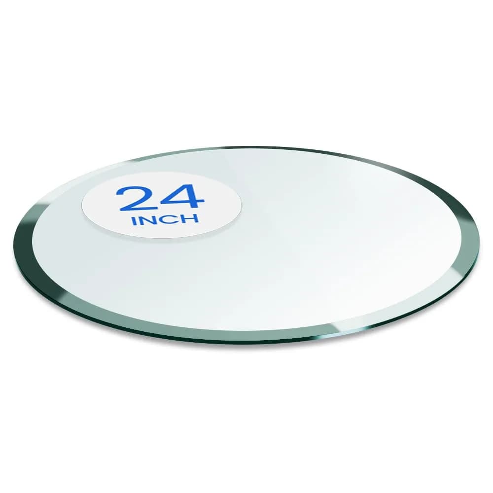 Dulles Glass 24 inch Round Glass Table Top - Tempered - 1/4" Thick Glass Surface, Safe Beveled Edge, Multipurpose for Dining, Patio, Coffee & End Table - main product image