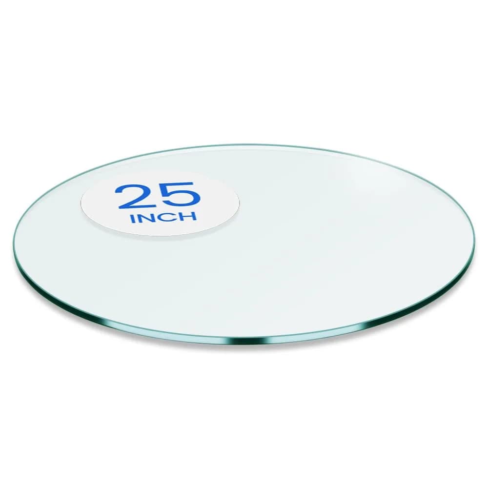 Dulles Glass 25" Round Glass Table Top 1/4" Thick Clear Tempered Flat Polished Edge for Coffee & Dining Tables — 25 Inch