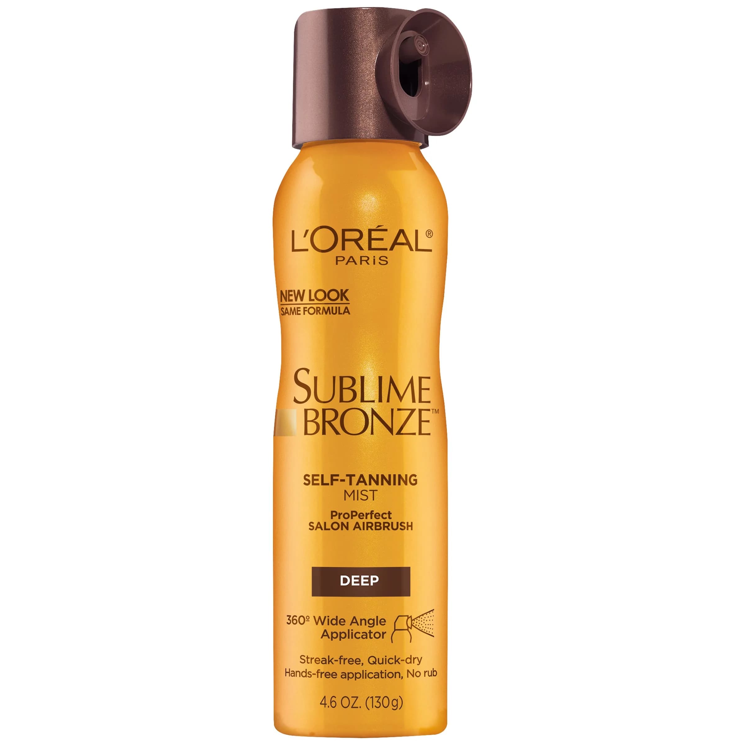 L'Oreal Paris Sublime Bronze Self-Tanning Mist, Medium Natural Tan 136ml (4.6 oz) | Streak-Free Airbrush Tan — Deep Natural Tan / 4.6 Ounce