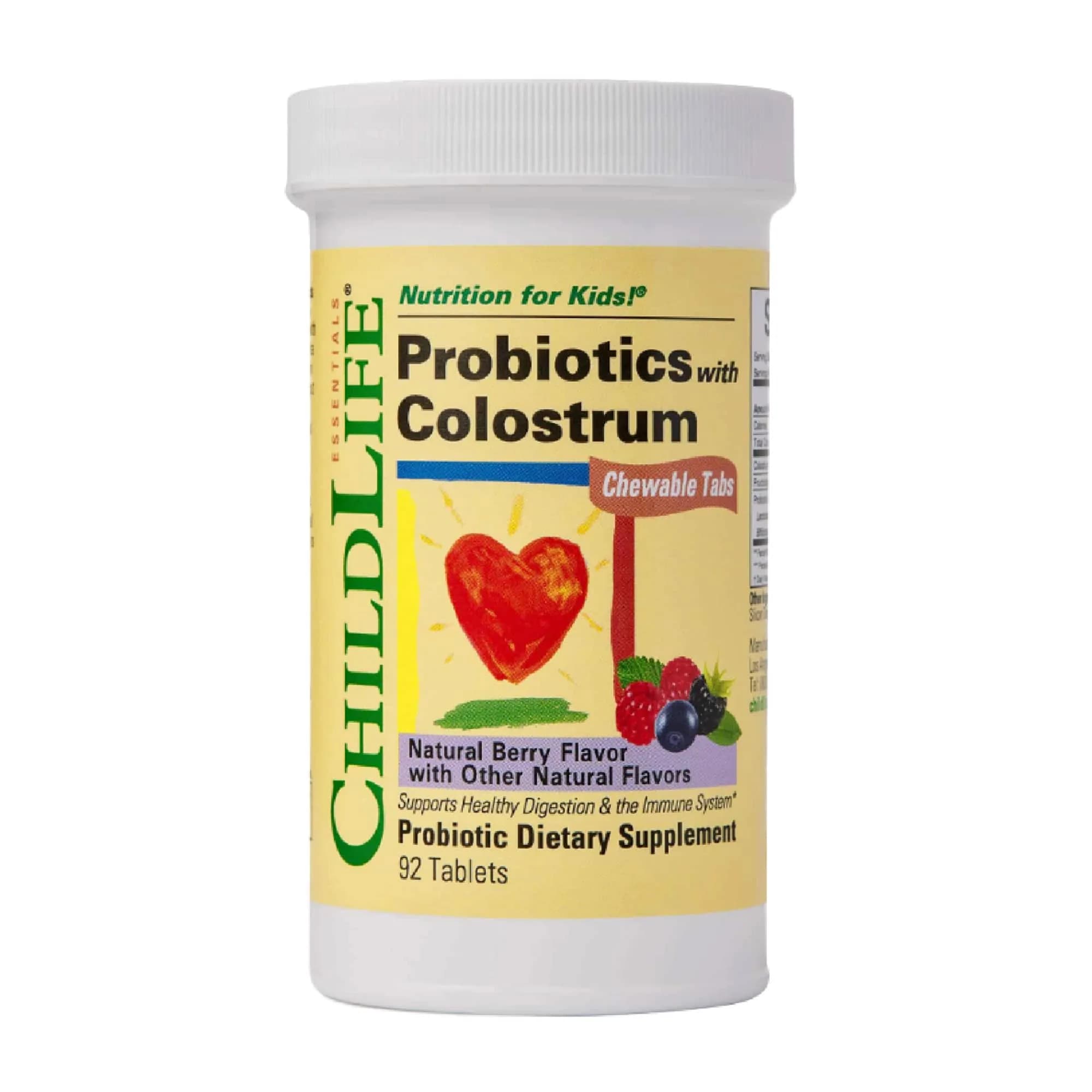 ChildLife Essentials ChildBiotics with Colostrum Probiotics, 92 Tablets | Immune & Digestive Support for Kids — No Color