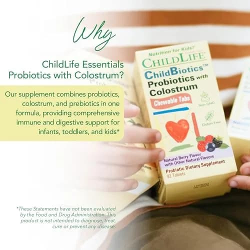 ChildLife Essentials ChildBiotics with Colostrum Probiotics, 92 Tablets | Immune & Digestive Support for Kids thumbnail 3