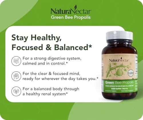NaturaNectar Green Bee Propolis Capsules 60pcs | NSF Certified Brazilian Green Propolis for Immunity & Brain thumbnail 4
